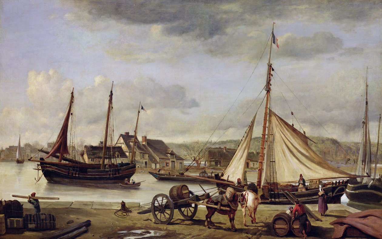 Der Kaufmannskai in Rouen, 1834 von Jean Baptiste Camille Corot