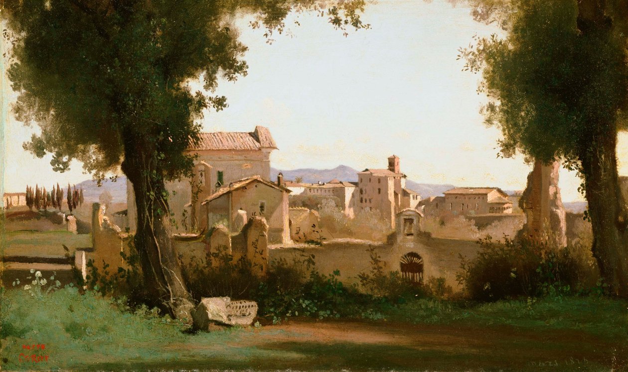 Blick von den Farnese-Gärten, Rom von Jean Baptiste Camille Corot