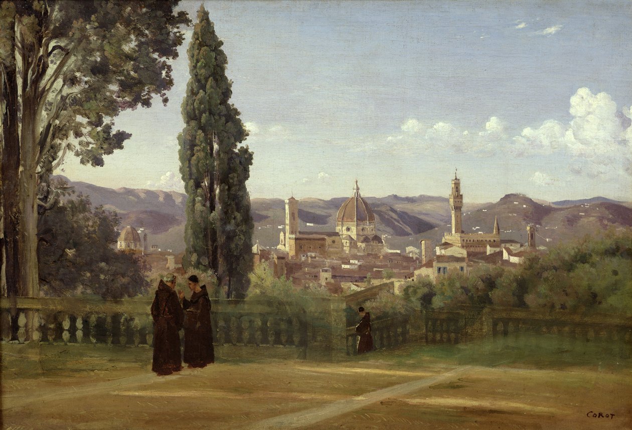 Blick auf Florenz von den Boboli-Gärten, ca. 1834-36 von Jean-Baptiste-Camille Corot