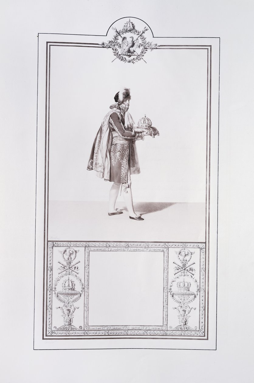 Kostüm eines französischen Prinzen für die Krönung von Kaiser Napoleon I. und Kaiserin Josephine in Paris am 2. Dezember 1804, Illustration aus dem 