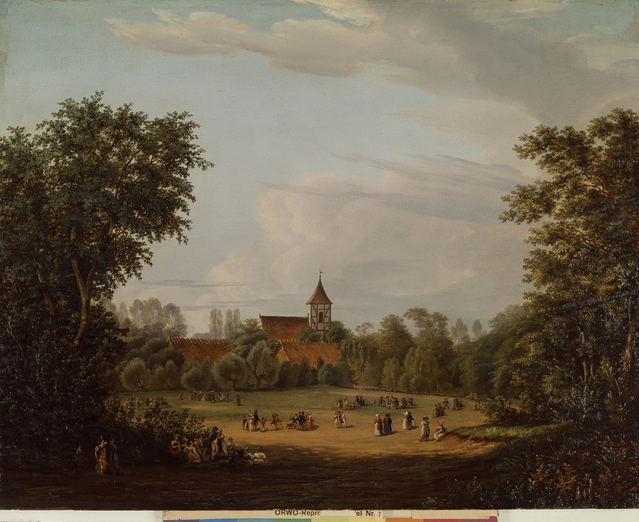 Ansicht der Dorfkirche, Pankow, 1835 von Jean Bartheleney Pascal