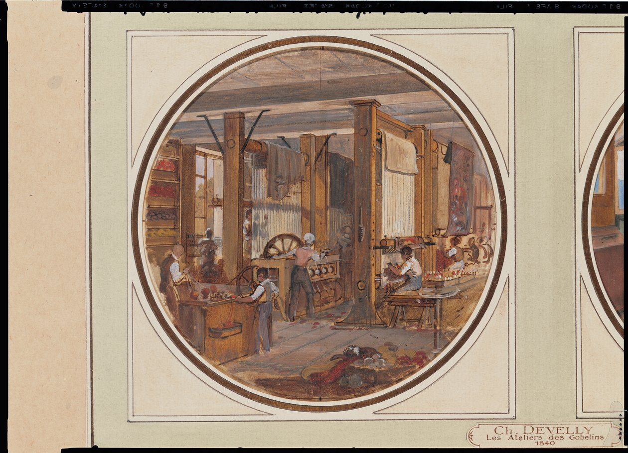 Die Gobelins-Werkstatt, 1840 von Jean-Charles Develly
