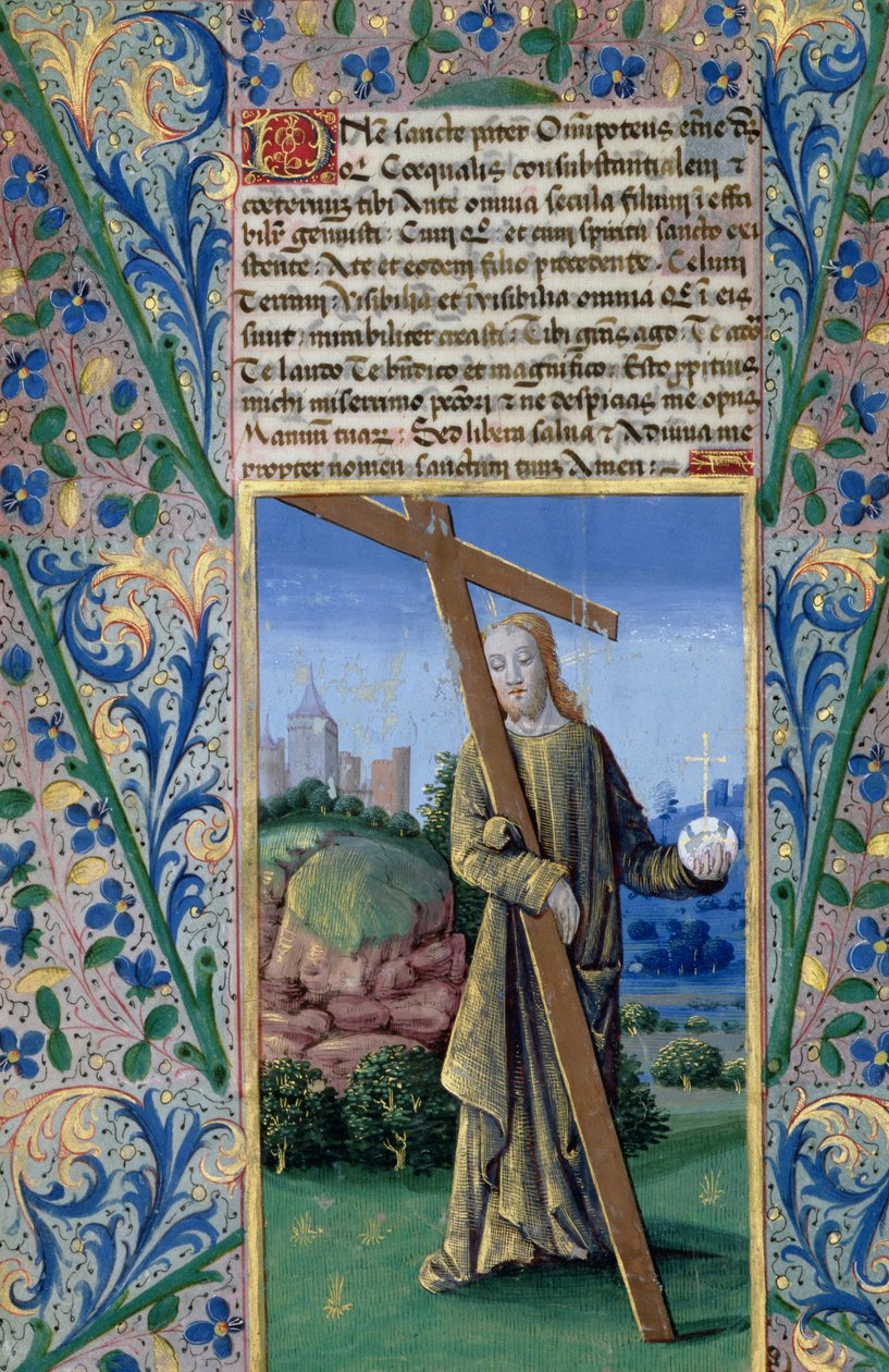 Ms Lat. Q.v.I.126 f.89v Christus mit dem Kreuz und der Kugel, aus dem 