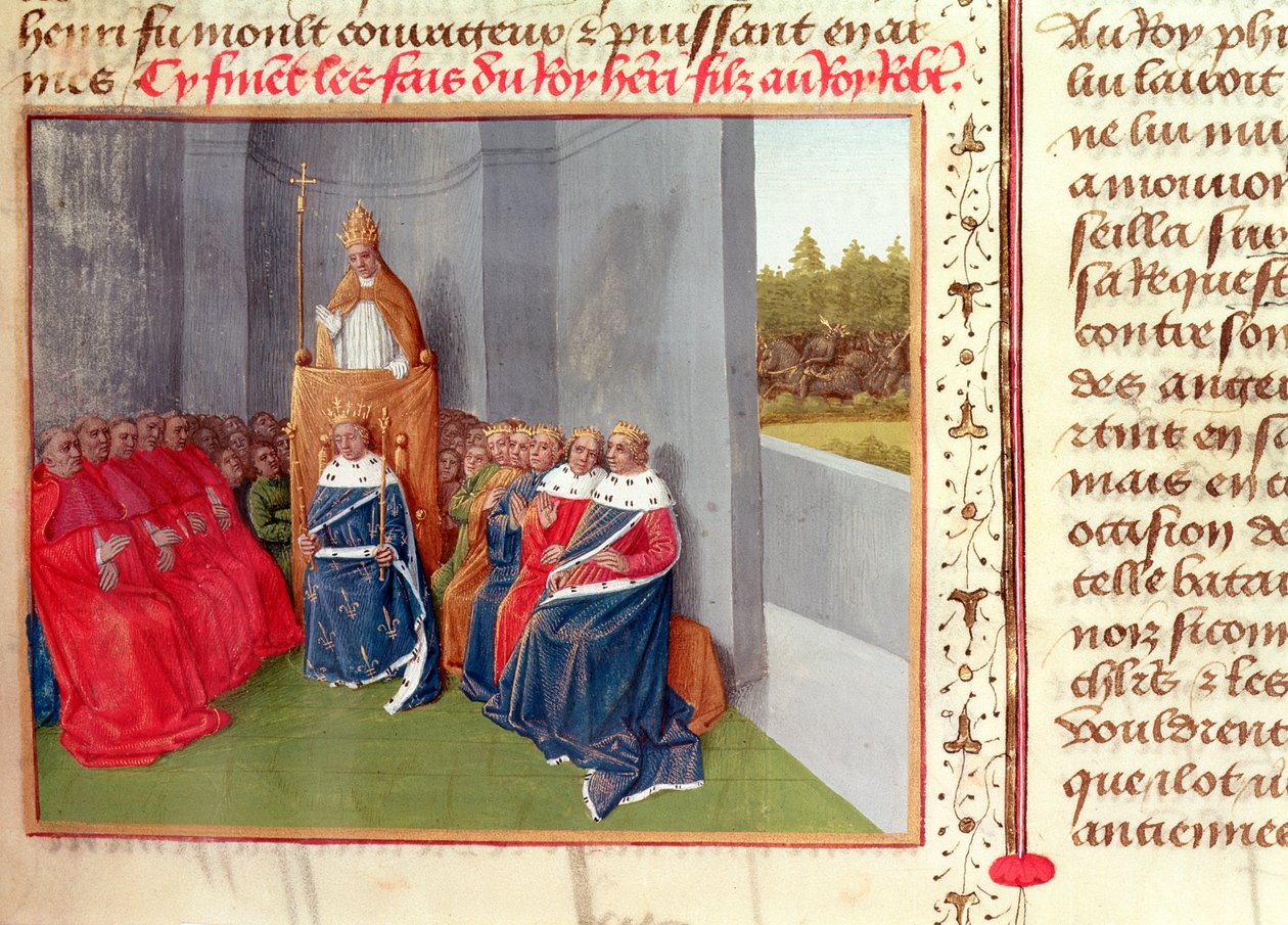 Ms Fr 6465 Fol.174 Urban II (c.1035-99) predigt den Kreuzzug in Clermont in Anwesenheit von König Philippe I (1053-1108) von Frankreich im Jahr 1095, aus 