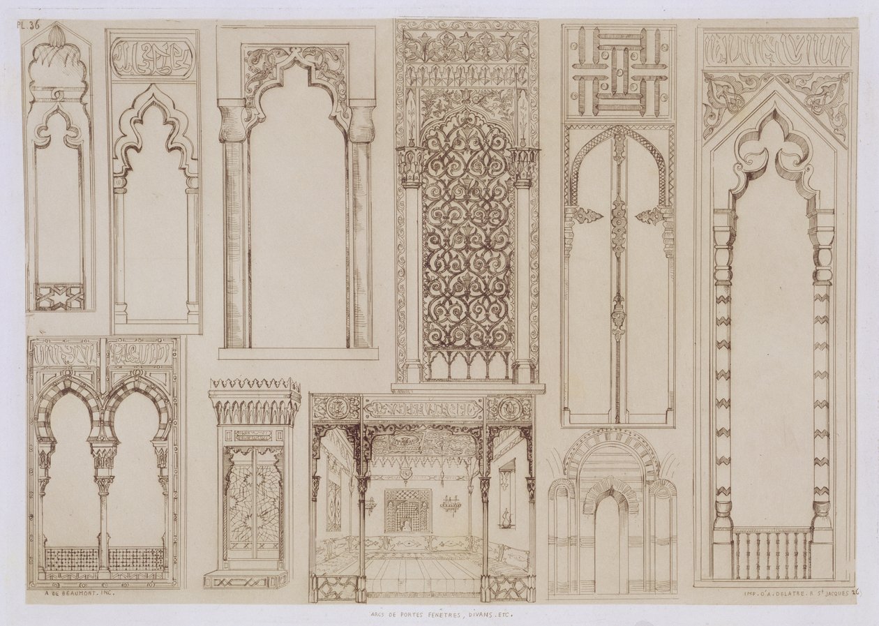 Islamisches und maurisches Design für Fensterläden und Diwane, aus 