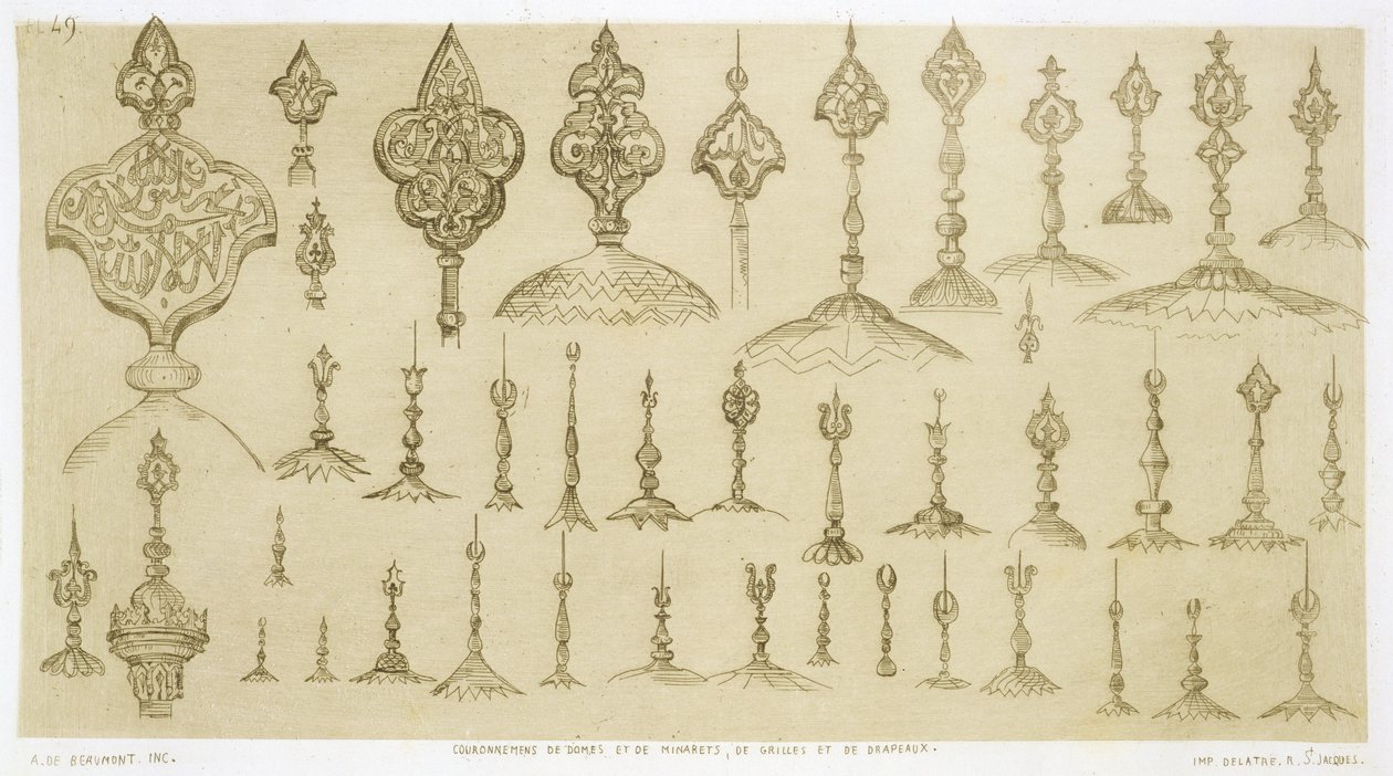 Ornamentale Knöpfe in Form von Kuppeln und Minaretten, aus 