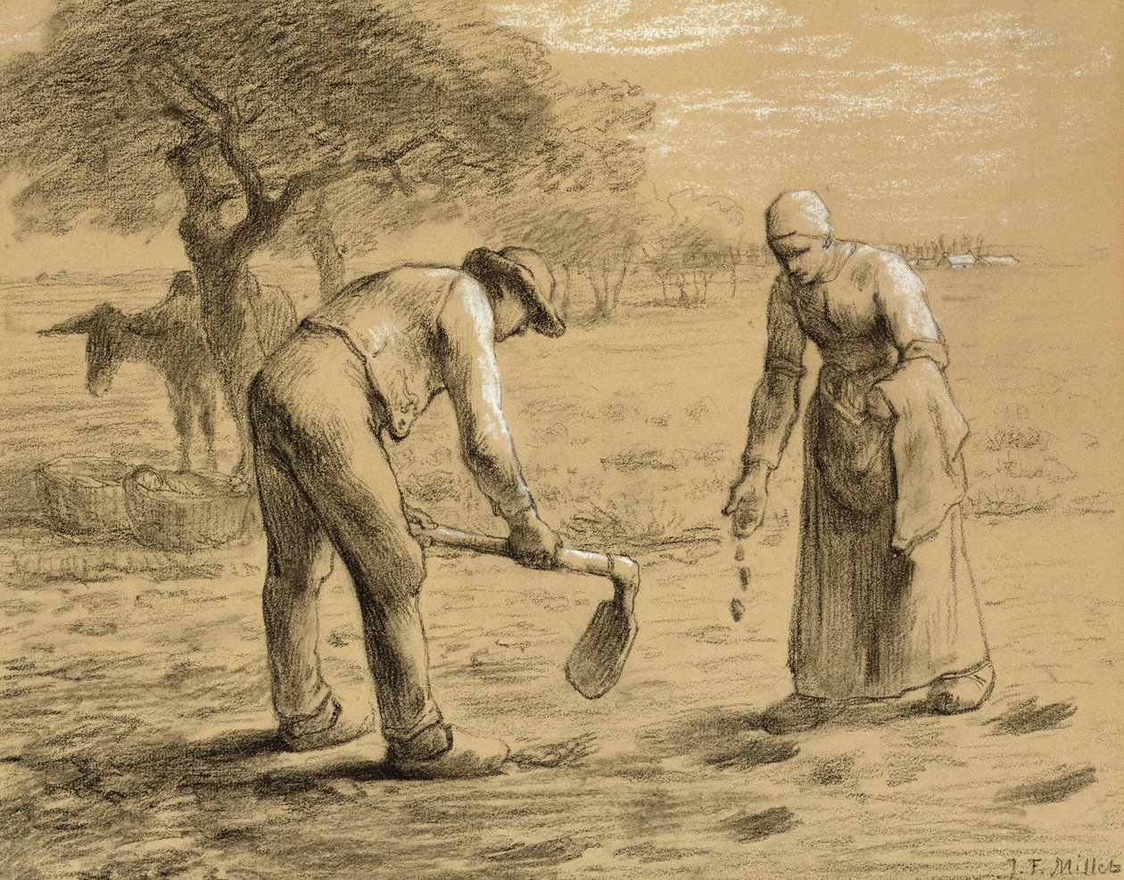 Bauern pflanzen Kartoffeln von Jean Francois Millet