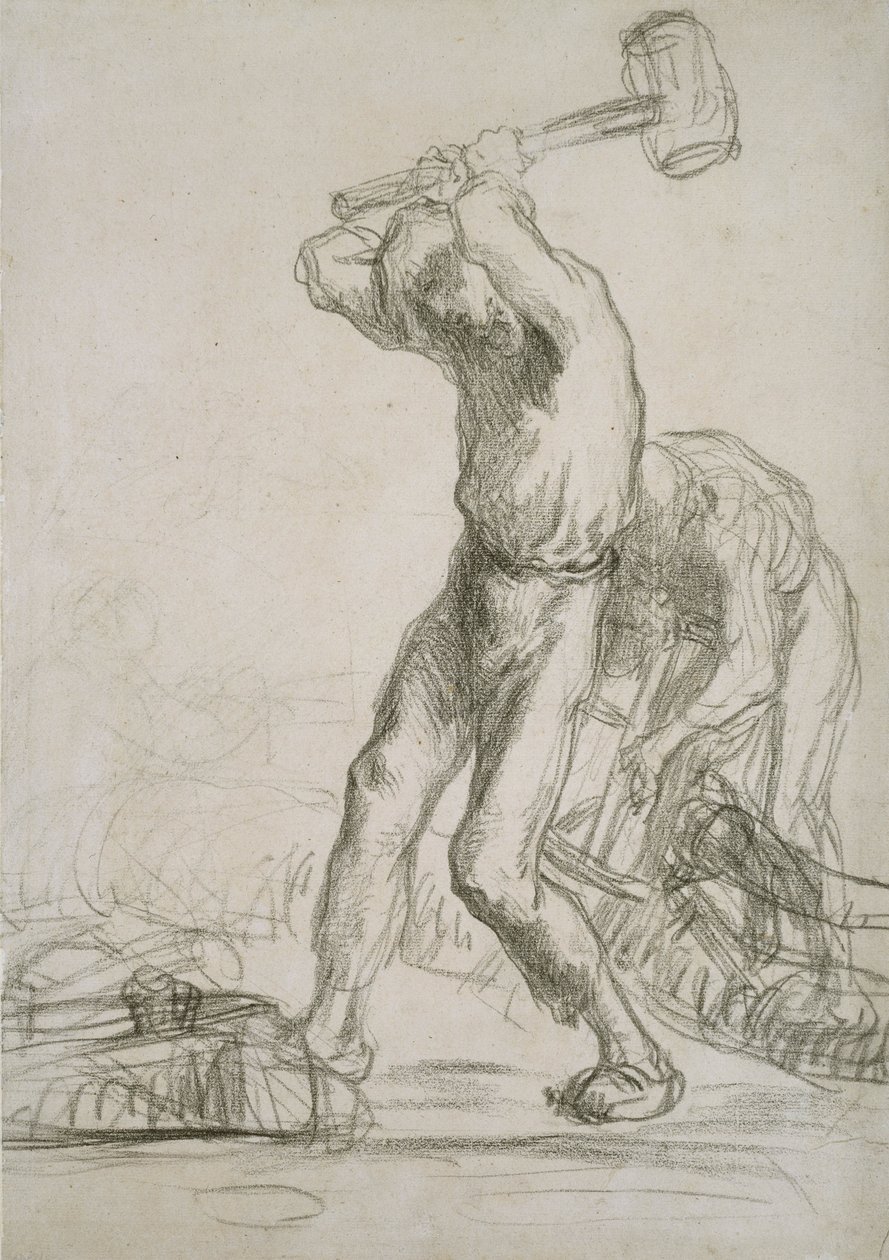 Zwei Bauern beim Sägen und Spalten von Holz von Jean Francois Millet