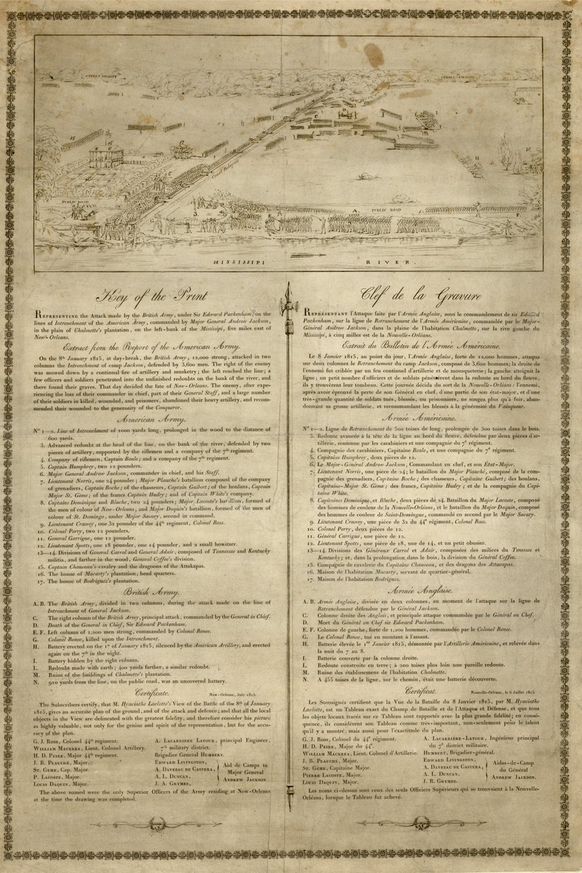 Ansicht der Schlacht in der Nähe der Chalmettes-Plantage von Jean Hyacinthe Laclotte