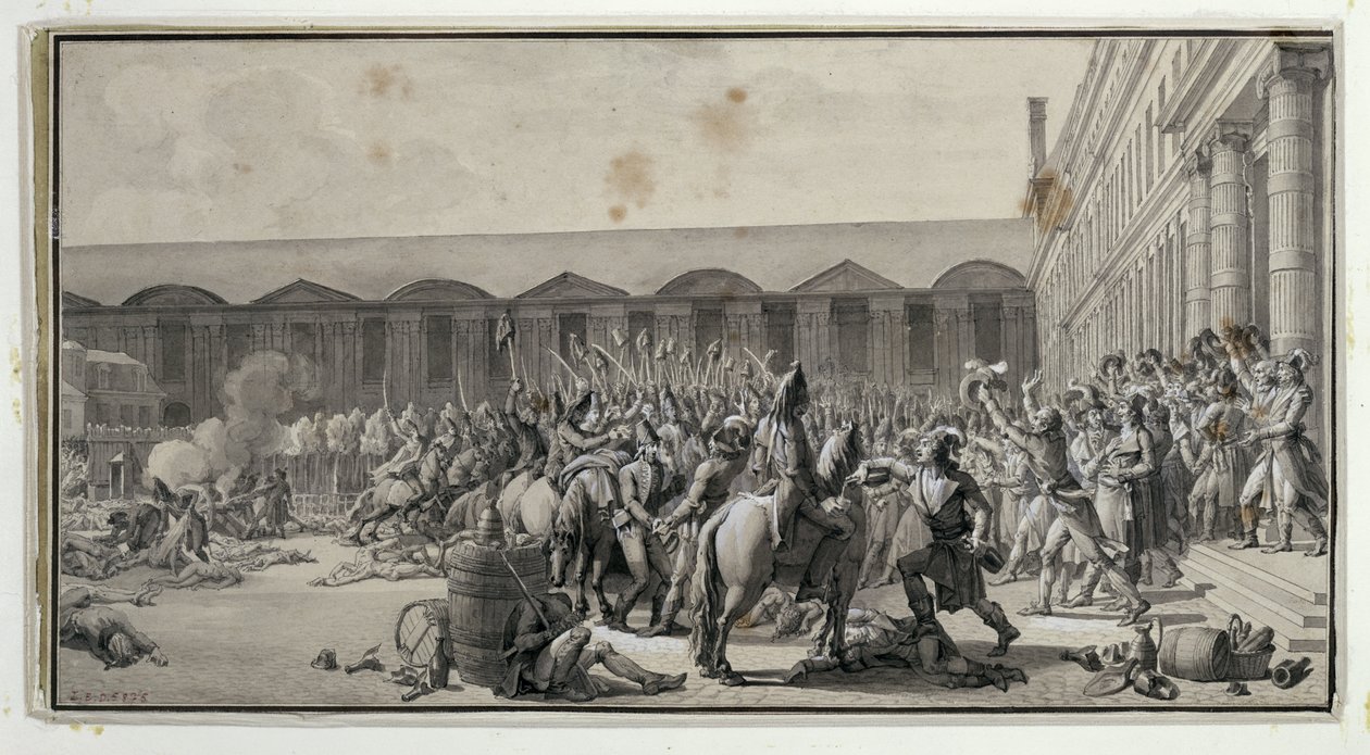Verteidigung der Nationalversammlung auf dem Place du Carrousel, 12. Vendémiaire Jahr IV (4. Oktober 1795) von Jean Jacques Francois Le Barbier