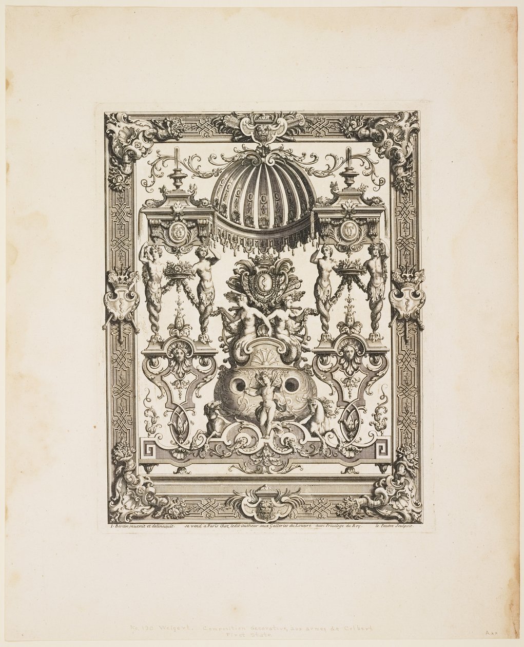 Dekoratives Panel Nr. 190: Armes de Colbert, aus Panneaux, ca. 1670-1680 von Jean Lepautre