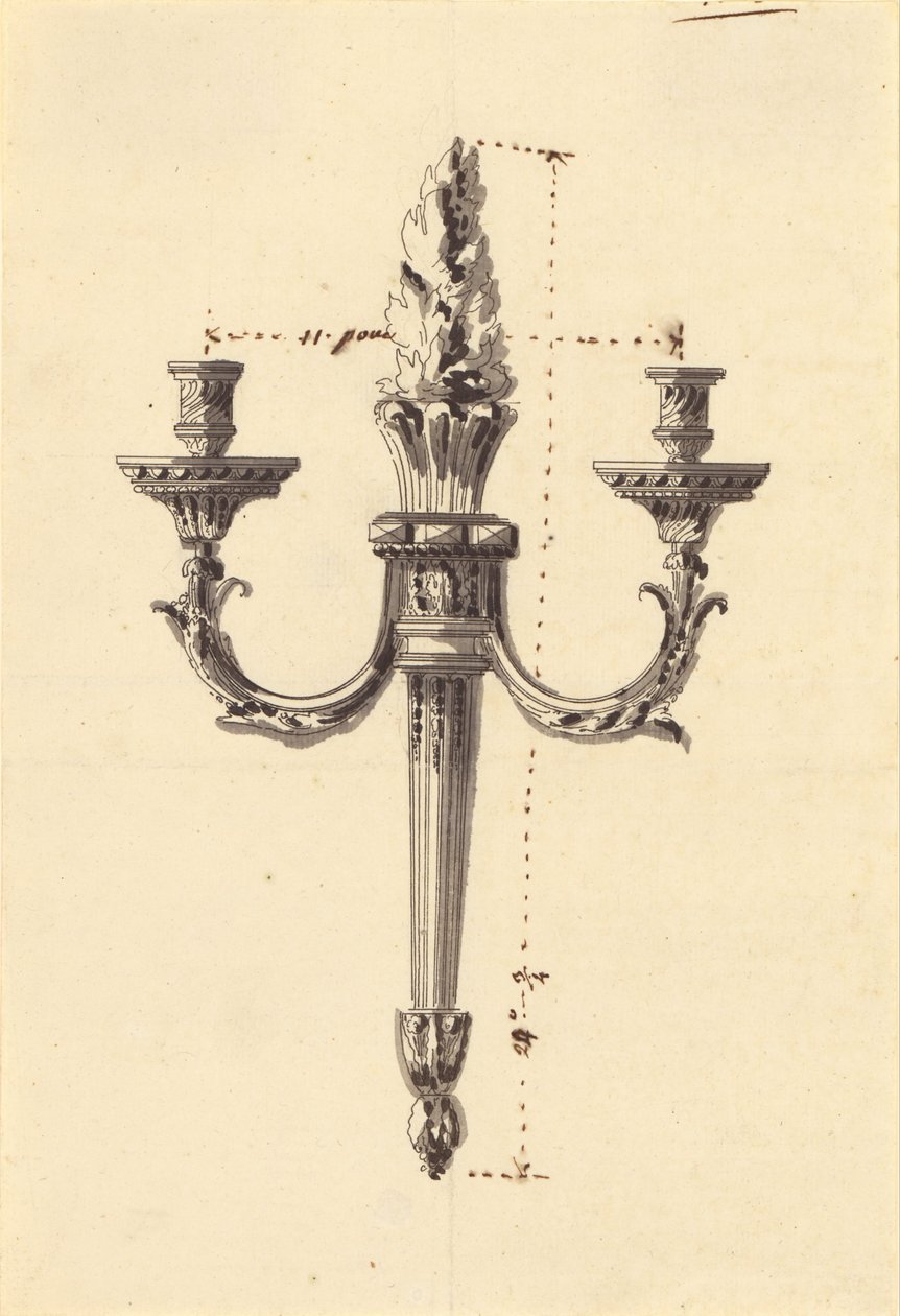 Zeichnung für eine Wandleuchte von Jean Louis Prieur
