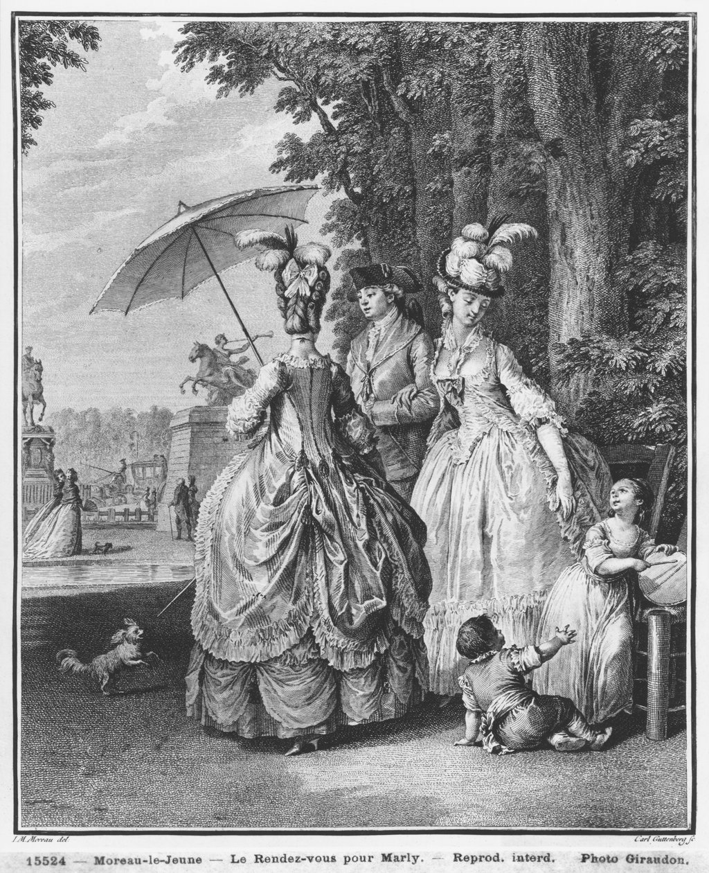 Das Rendezvous für Marly, graviert von Carl Guttenberg, ca. 1777 von Jean Michel the Younger Moreau
