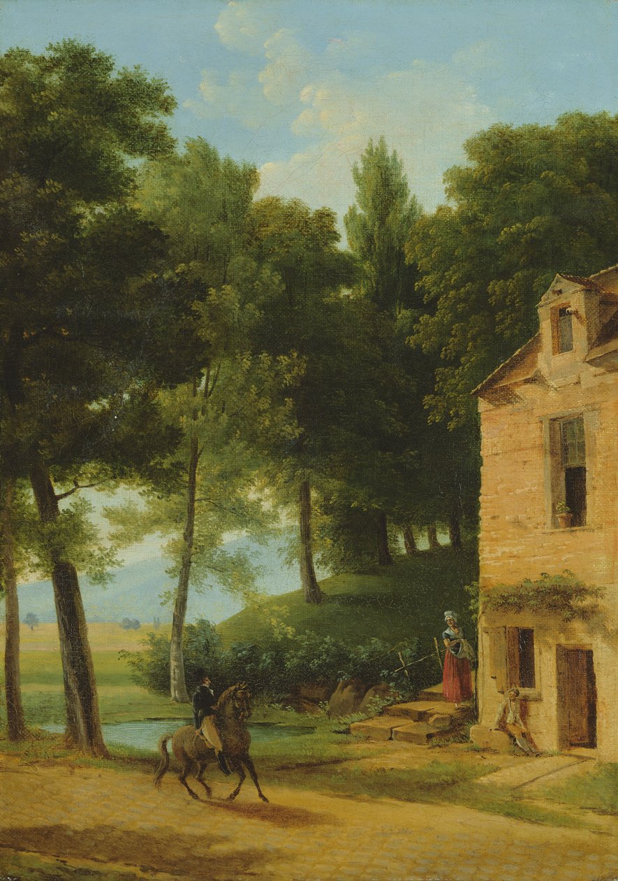 Italienische Landschaft mit einem Reiter von Jean Victor Bertin