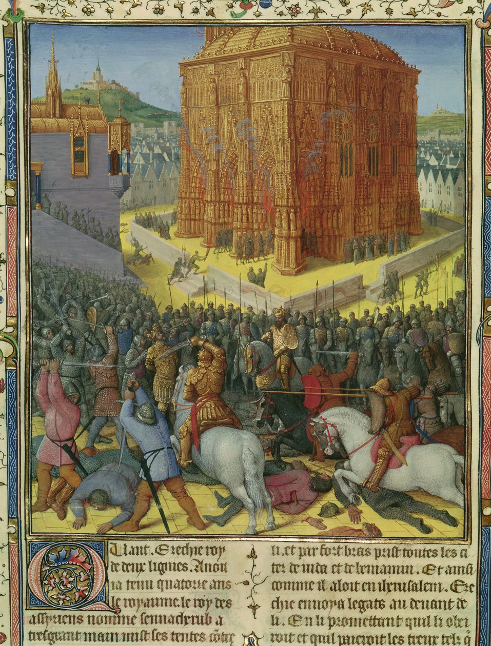 Ms Fr 247 fol.213 Die Belagerung Jerusalems durch Nebukadnezar, Illustration aus 