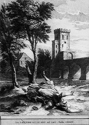 Die Milchmagd und der Milchtopf (Gravur) von Jean Baptiste (after) Oudry