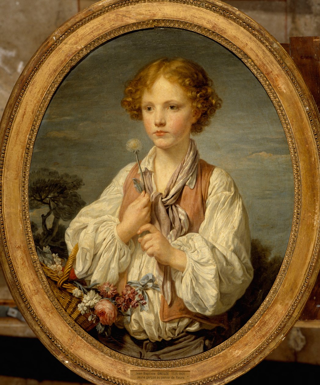 Junger Hirte, der das Schicksal herausfordert, um zu wissen, ob er von seiner Schäferin geliebt wird von Jean-Baptiste Greuze