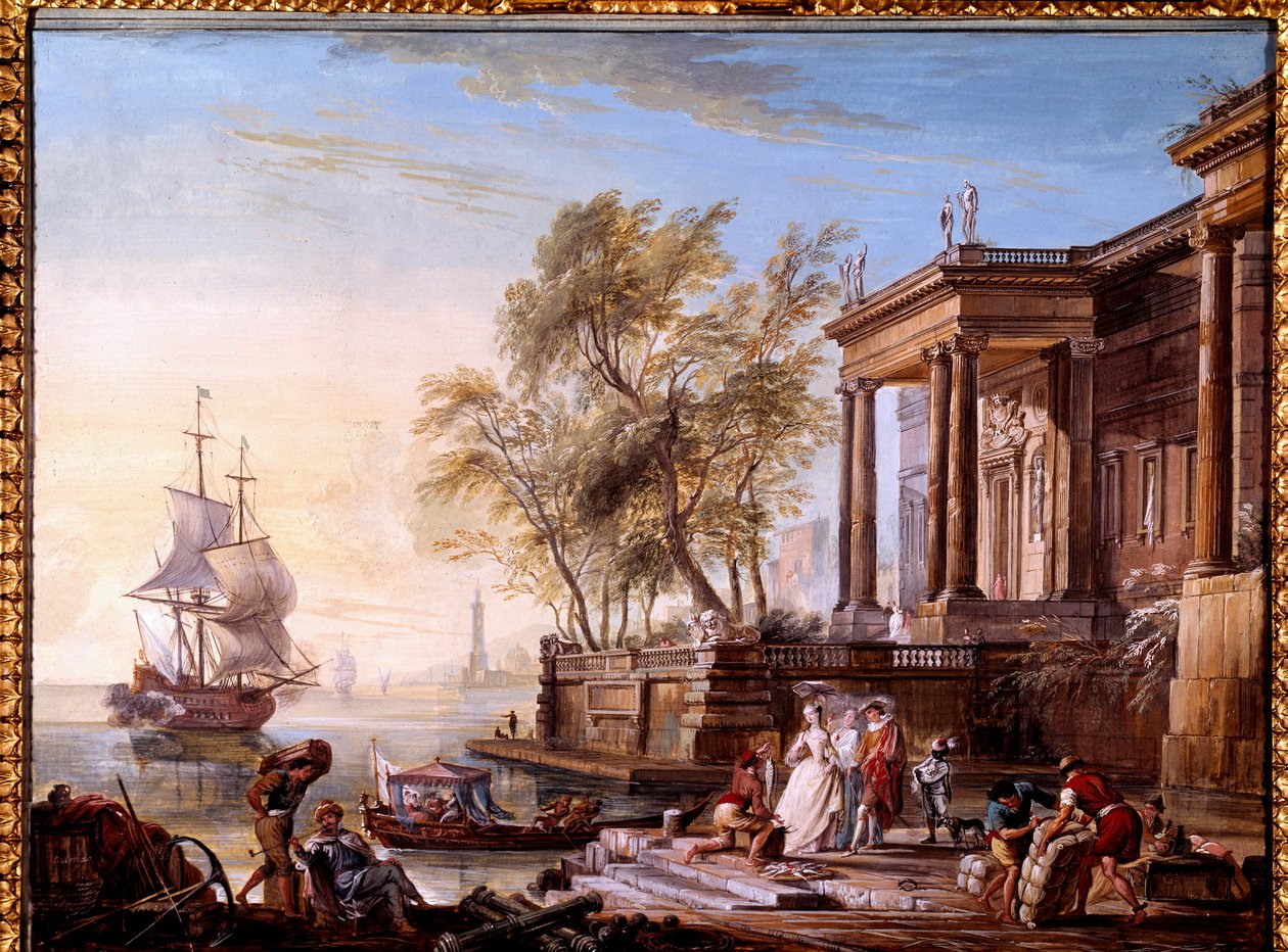 Marine bei Sonnenuntergang von Jean Baptiste Lallemand