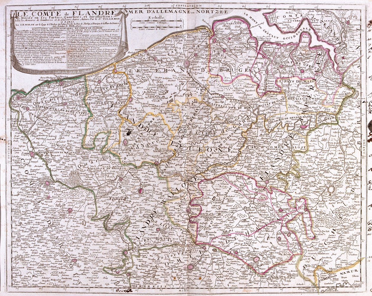 Frankreich (Region: Nord-Pas-de-Calais), großer Teil Belgiens (außer Südosten), Niederlande (Zeeland, Nordbrabant) von Jean Baptiste Nolin