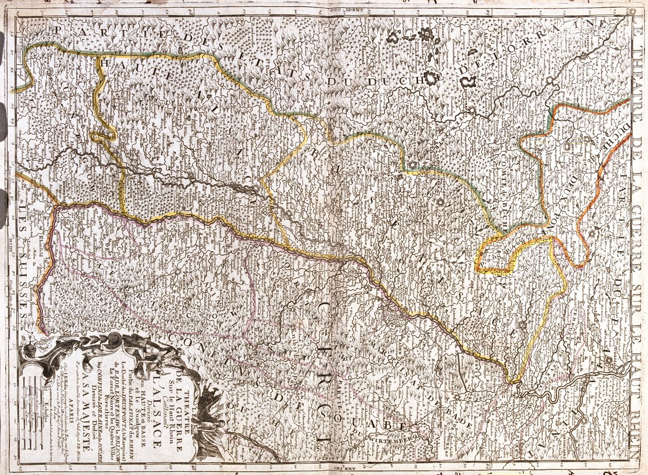 Deutschland (Bundesland: Saarland, Rheinland-Pfalz, Baden-Württemberg), Frankreich (Franche-Comté, Elsass, Lothringen), Schweiz (Kanton: Basel-Stadt) von Jean Baptiste Nolin
