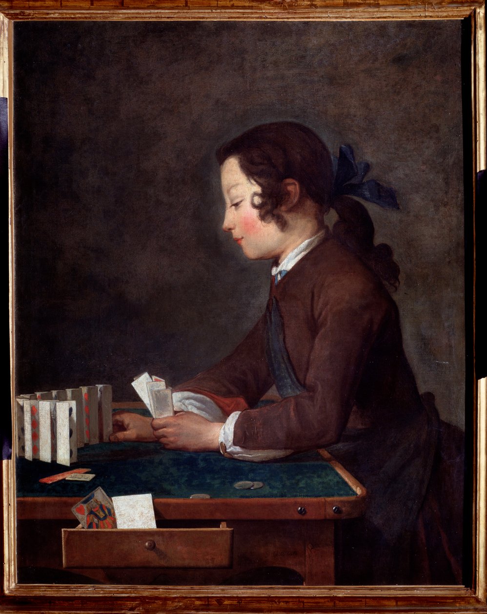 Ein Junge spielt Karten von Jean Baptiste Simeon Chardin