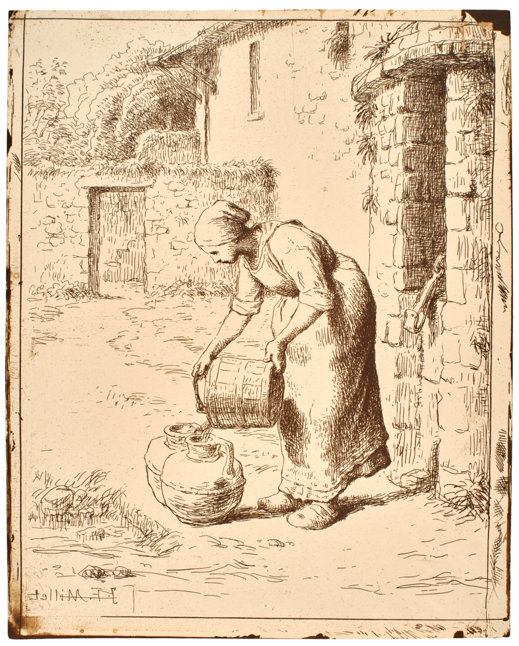 Frau leert einen Eimer von Jean-Francois Millet