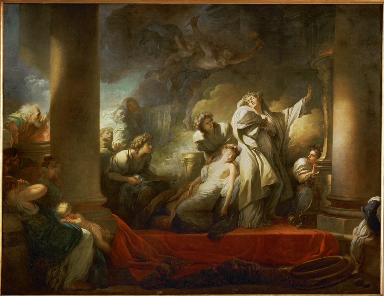 Der Hohepriester Coresus opfert sich, um Callirhoe zu retten von Jean Honore Fragonard