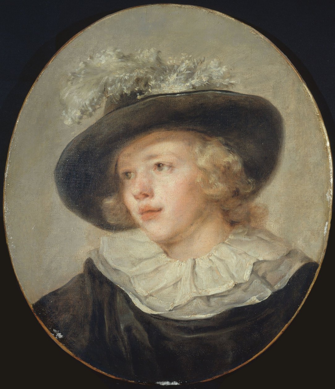 Porträt eines jungen Knaben mit Federhut von Jean-Honore Fragonard