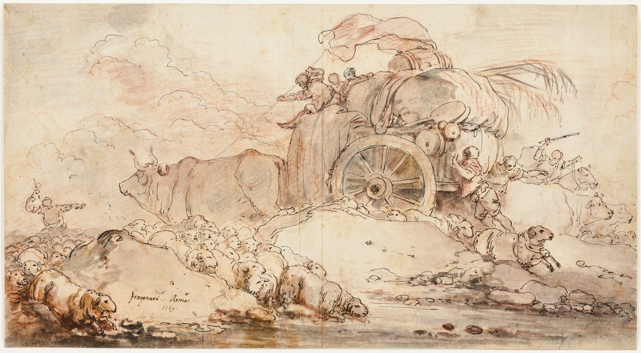 Der festgefahrene Wagen von Jean-Honore Fragonard