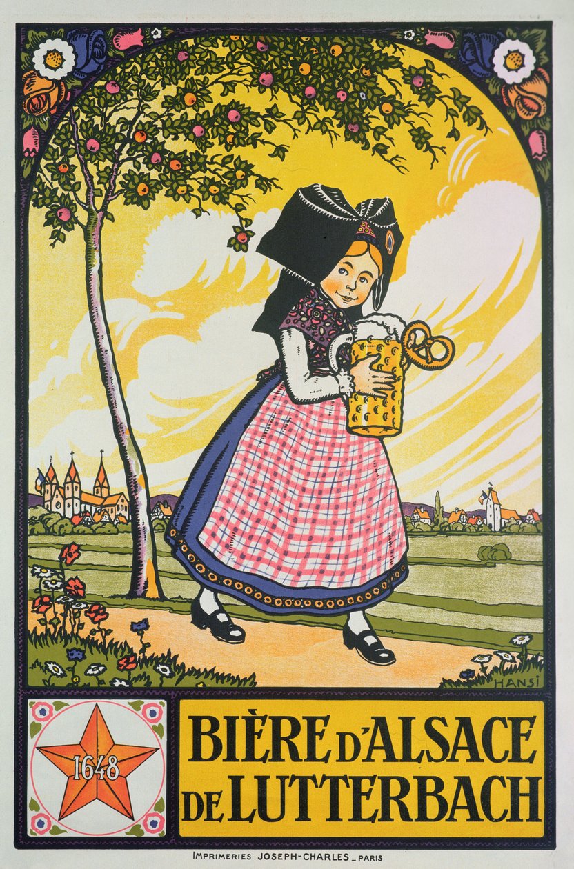 Plakat für Bier aus Lutterbach, Elsass von Jean Jacques Waltz