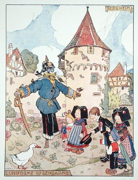 Die Uniform des Polizisten, Karikatur der Befreiung des Elsass von Jean Jacques Waltz