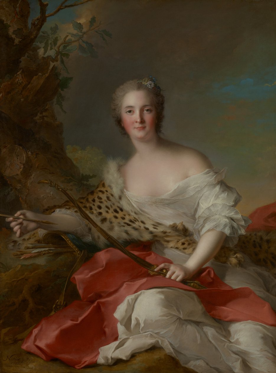 Porträt von Madame Bonnier de la Mosson als Diana (Constance-Gabrielle-Magdeleine du Monciel de Lauraille) von Jean-Marc Nattier