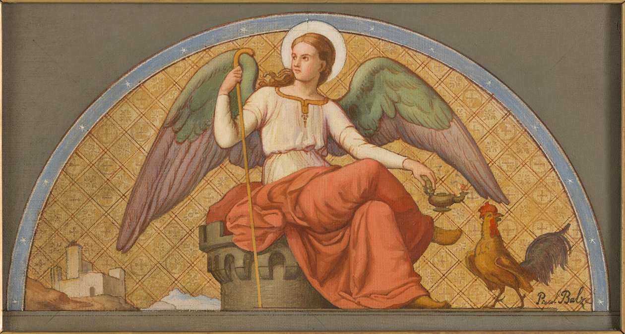 Skizze für die St. Josephs Kirche: Der Engel der Sanftmut und Keuschheit - Apotheose des St. Joseph - Der Engel der Wachsamkeit und Treue von Jean Paul Etienne Balze