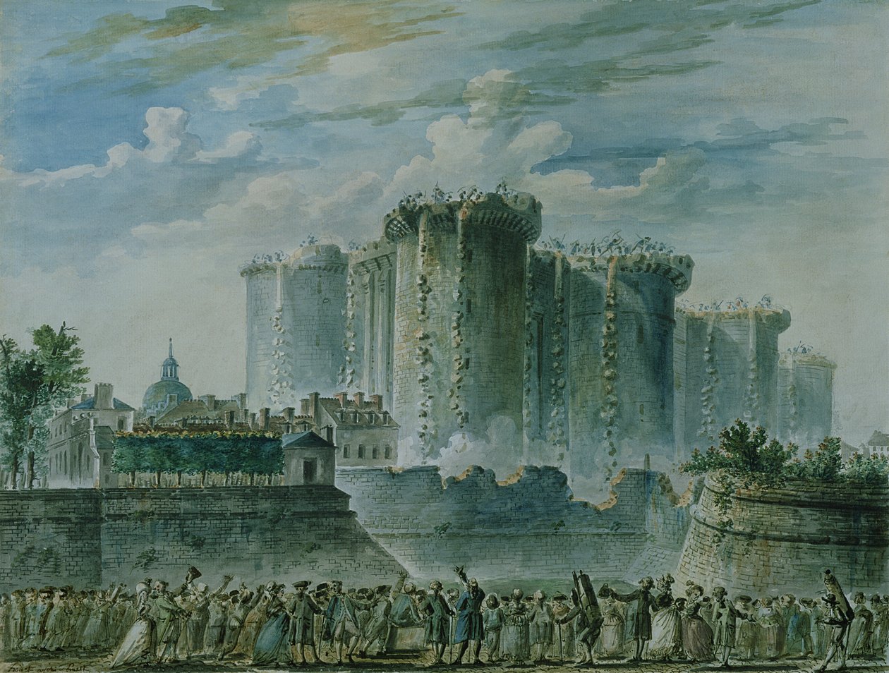 Die Zerstörung der Bastille von Jean-Pierre Houel