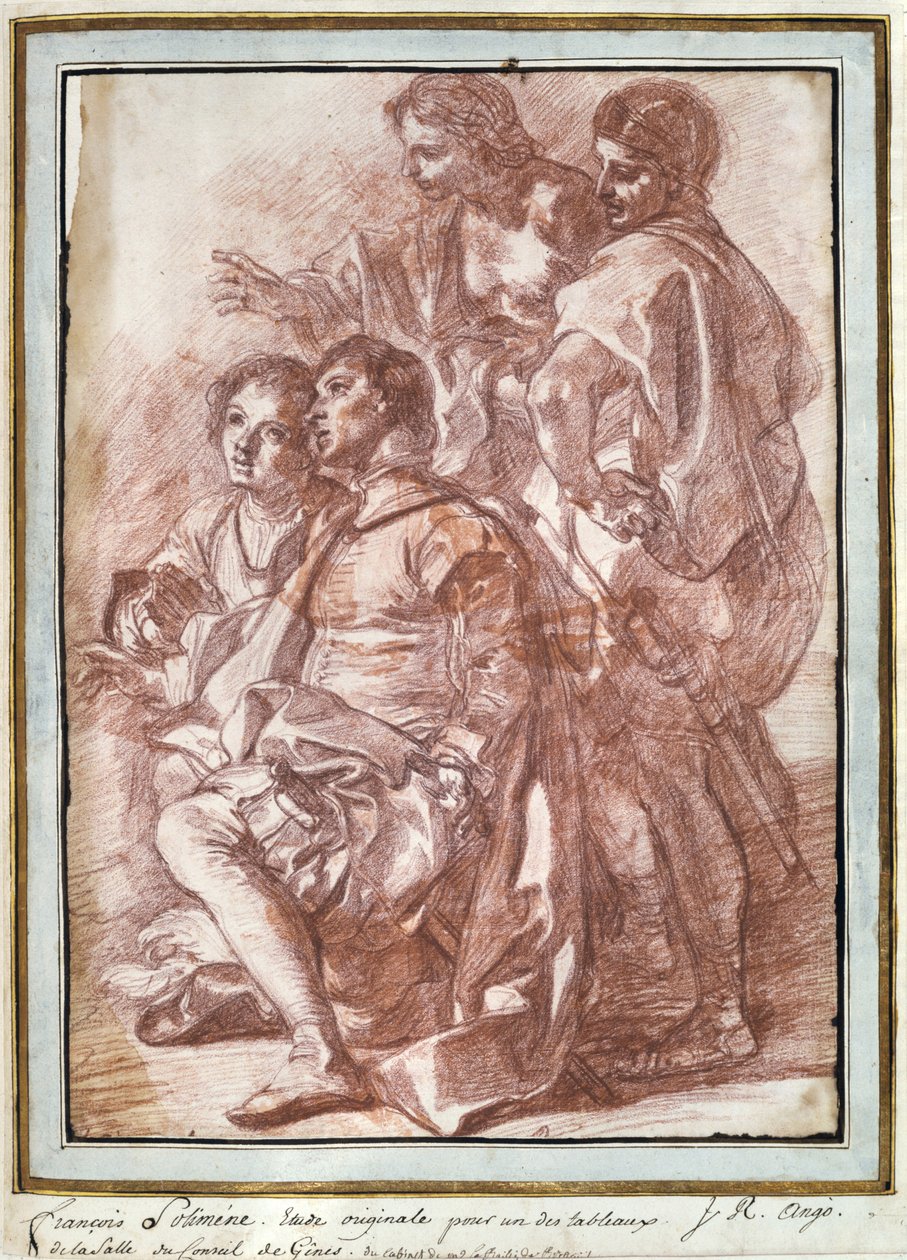 Christoph Kolumbus landet in Amerika 1494 (Rötel) von Jean Robert Ango