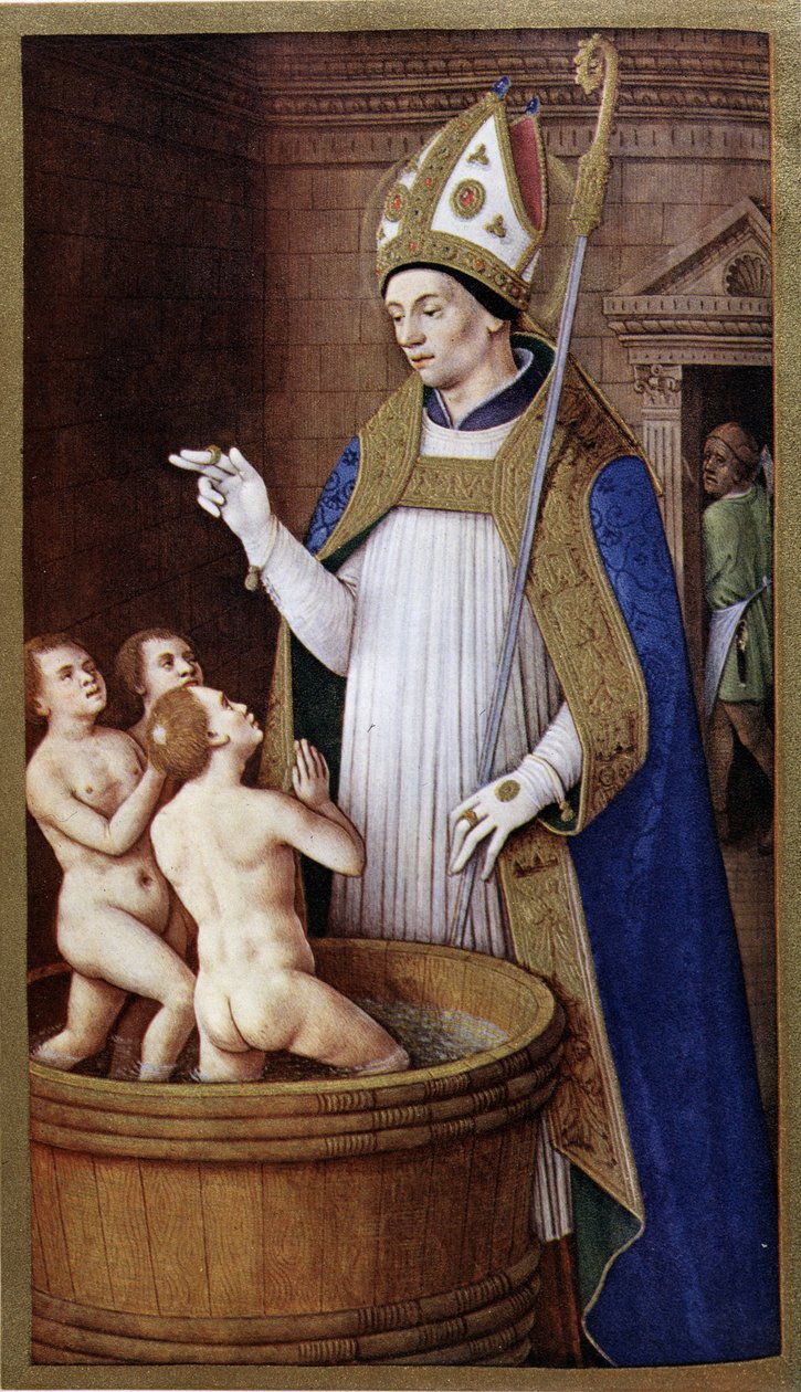 Sankt Nikolaus nach Jean Bourdichon von Jean (after) Bourdichon