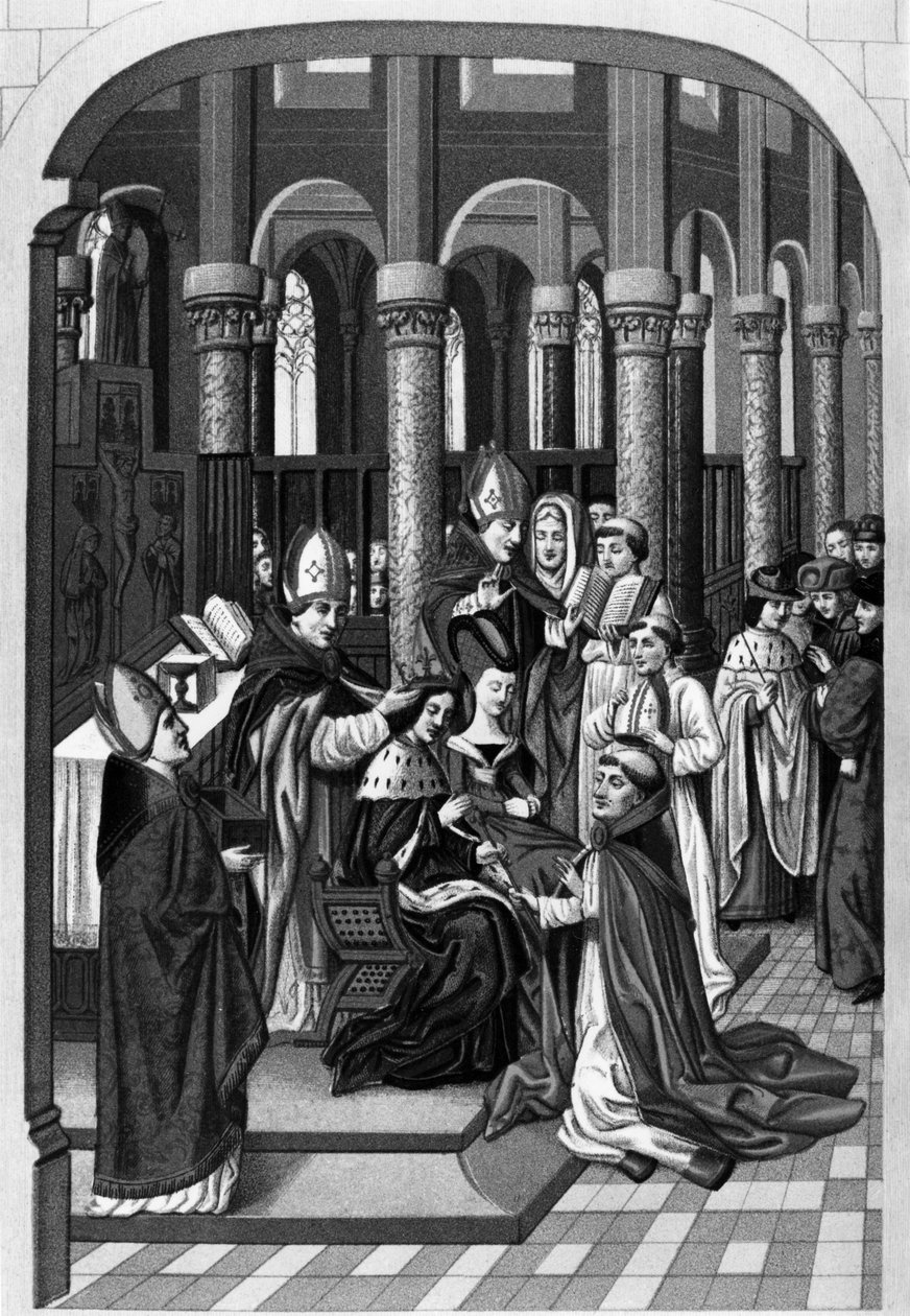 Krönung des französischen Königs Karl V. am 19. Mai von Jean (after) Froissart