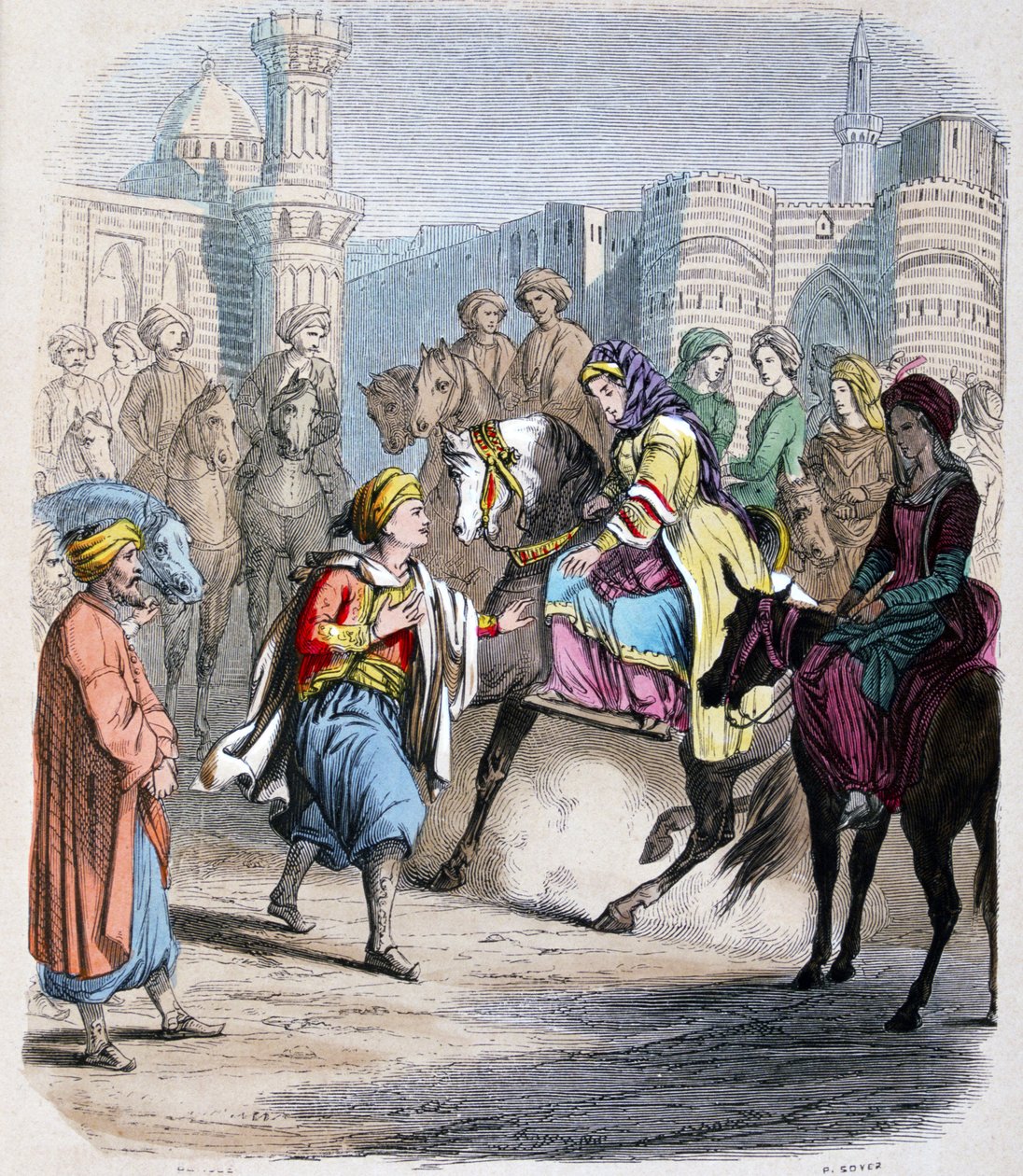 Emina Nosratli erwartet ihren siegreichen Sohn Ibrahim Pacha (1789-1848), der nach der arabischen Kampagne 1818 nach Kairo zurückkehrt von Jean Adolphe Beauce