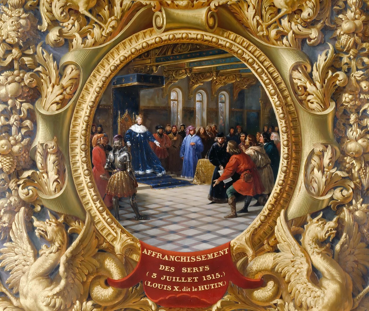 Ludwig X. der Zänkische befreit die Leibeigenen im Jahr 1315 von Jean Alaux