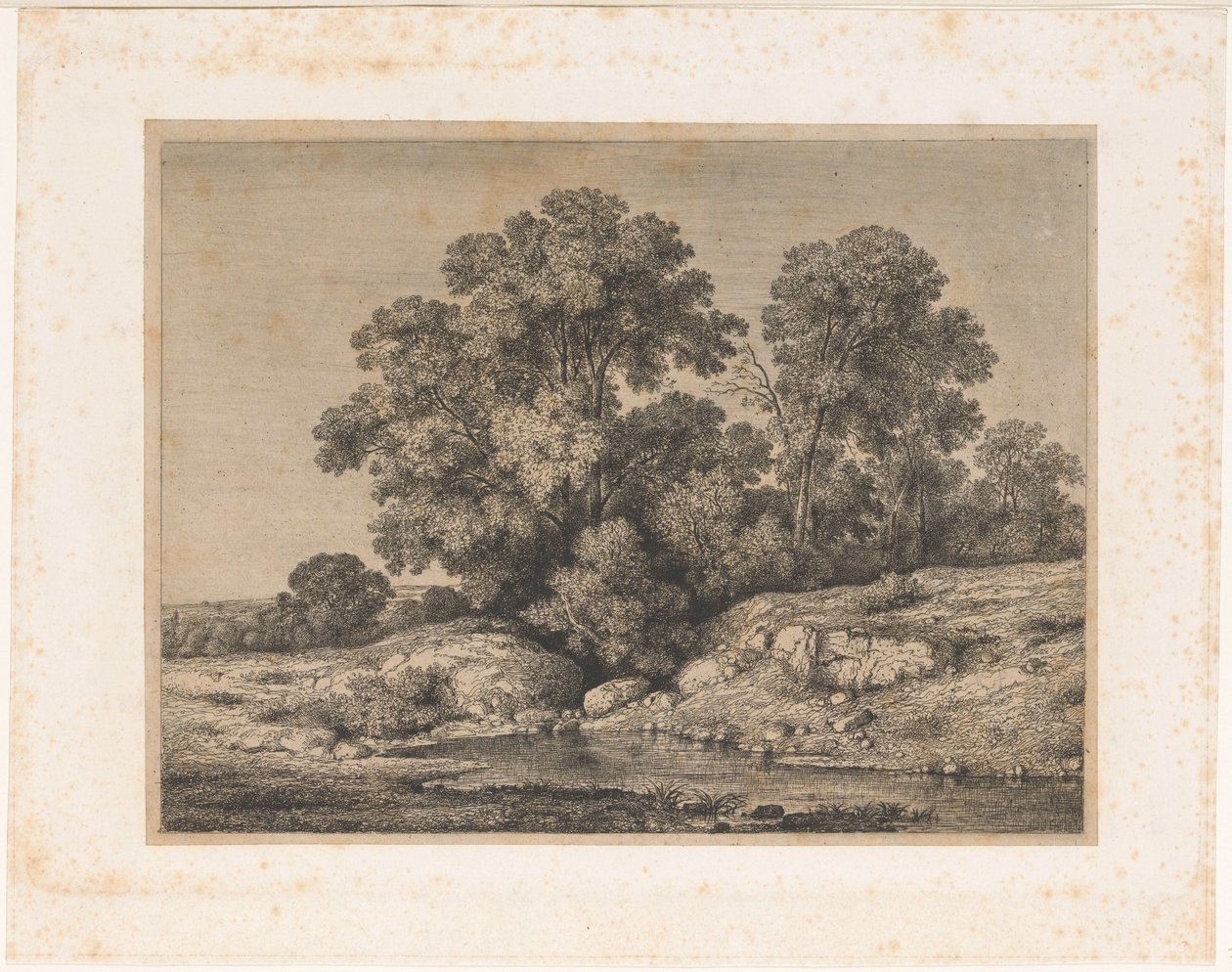 Teich am Fuße einer Baumgruppe von Jean Alexis Achard