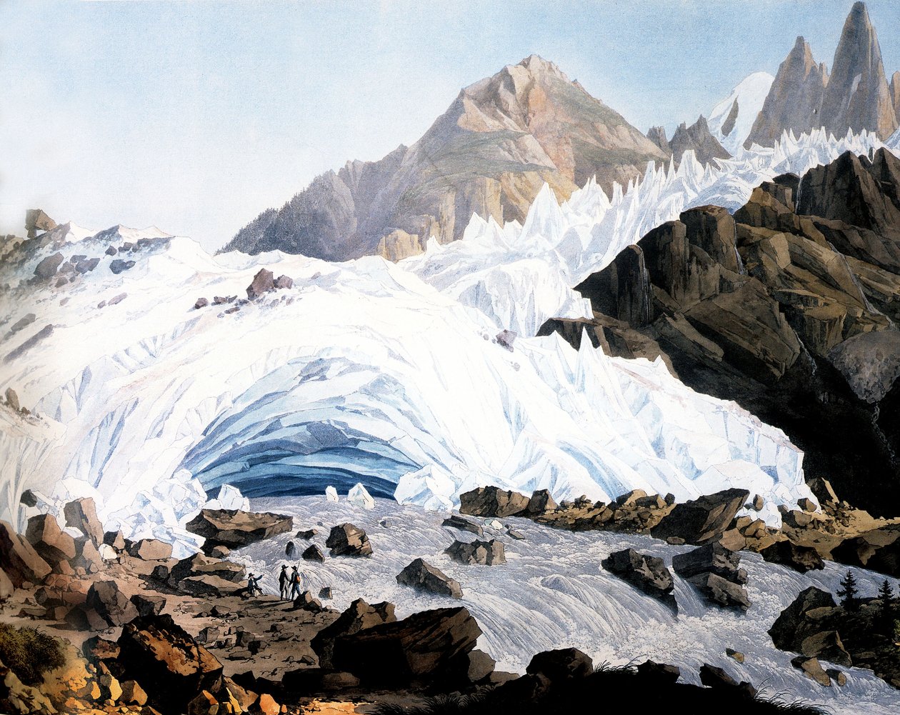 Chamonix: Quelle des Arveyron, ca. 1800 von Jean Antoine Linck