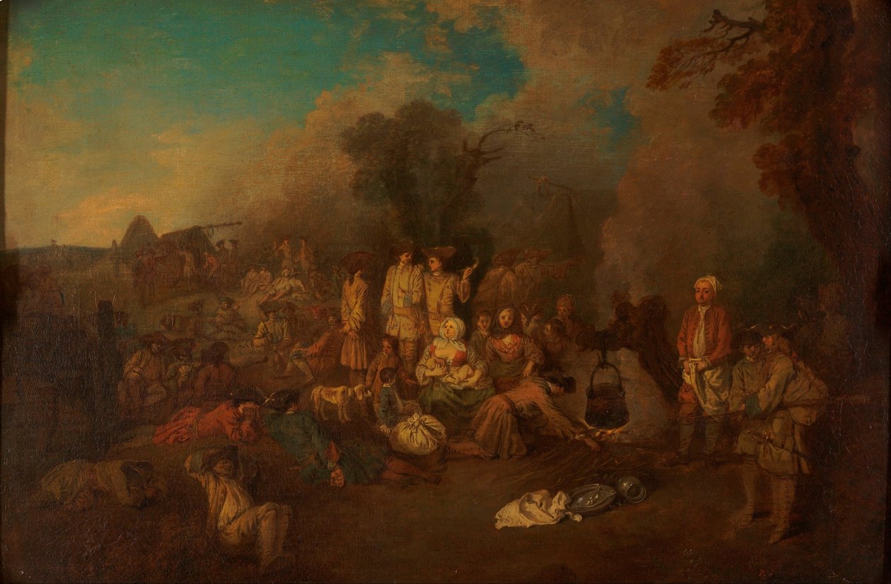 Biwak von Jean-Antoine Watteau