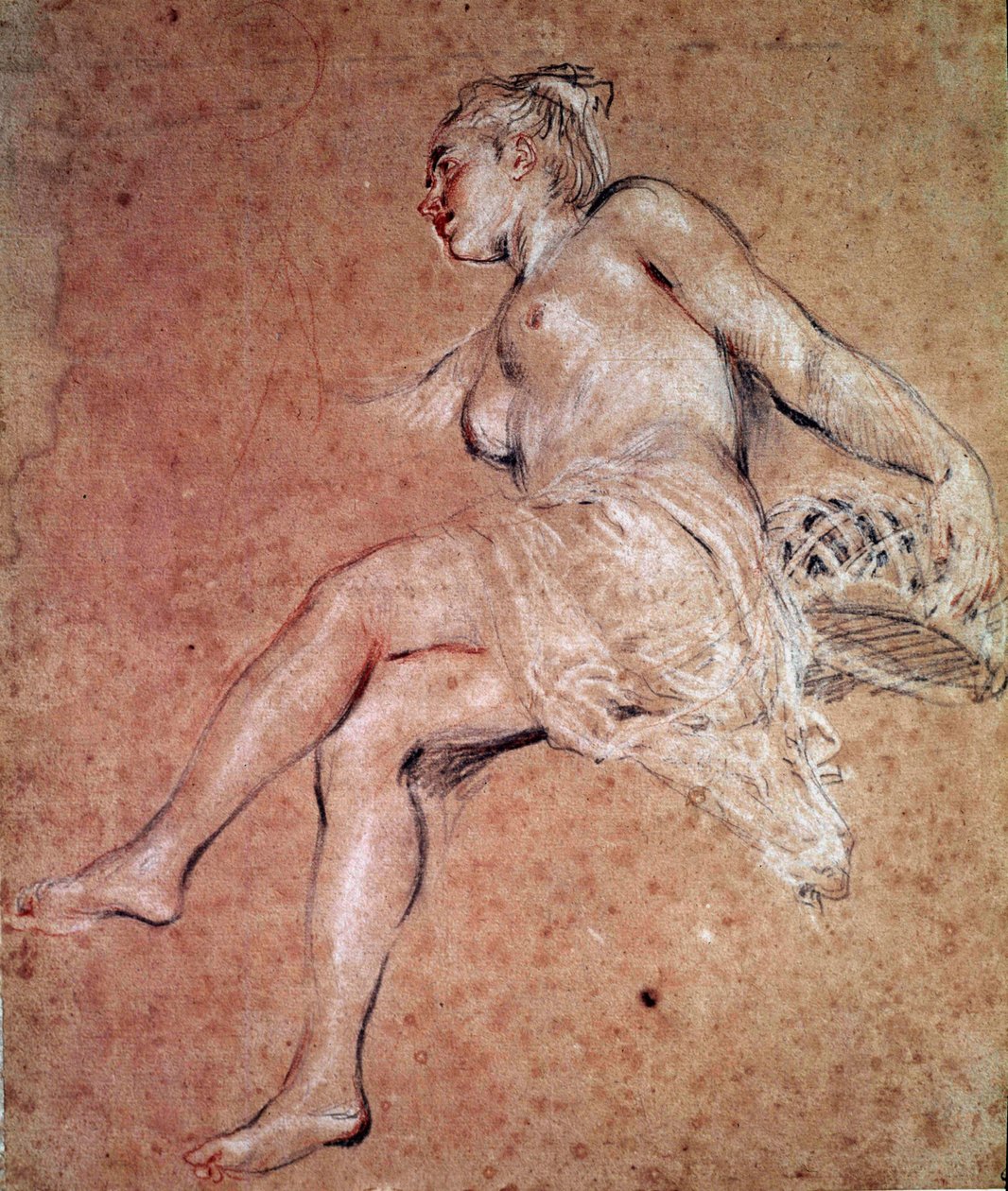 Flora Allegorie des Sommers. Blut- und Schwarzkreidezeichnung von Jean Antoine Watteau von Jean Antoine Watteau