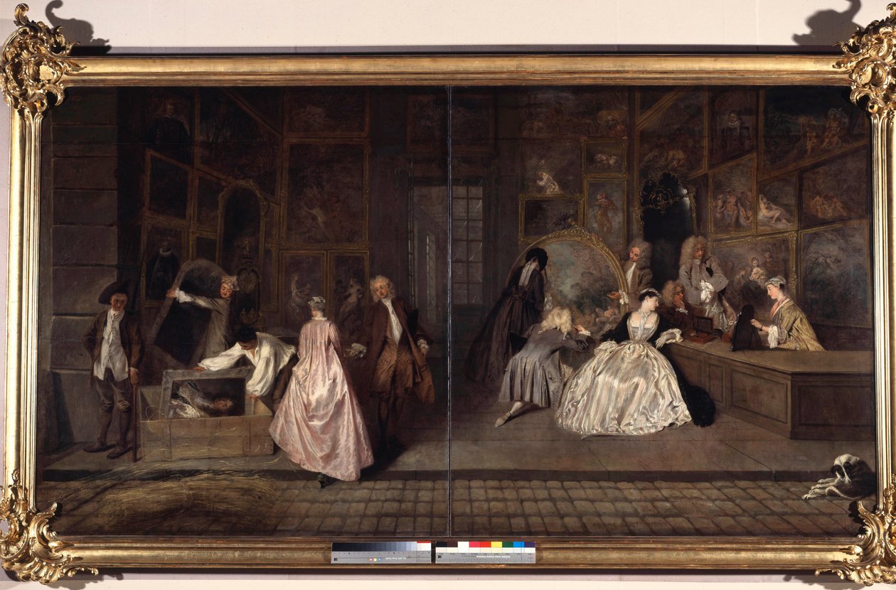 Gersaints Schild. Edme Francois Gersaint (1694-1750) war ein Kunsthändler. Gemälde von Jean Antoine Watteau (1684-1721). 1720. Deutschland, Berlin, Schloss Charlottenburg von Jean Antoine Watteau