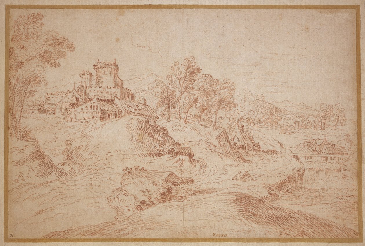 Landschaft mit Schloss, 1716-18 von Jean Antoine Watteau