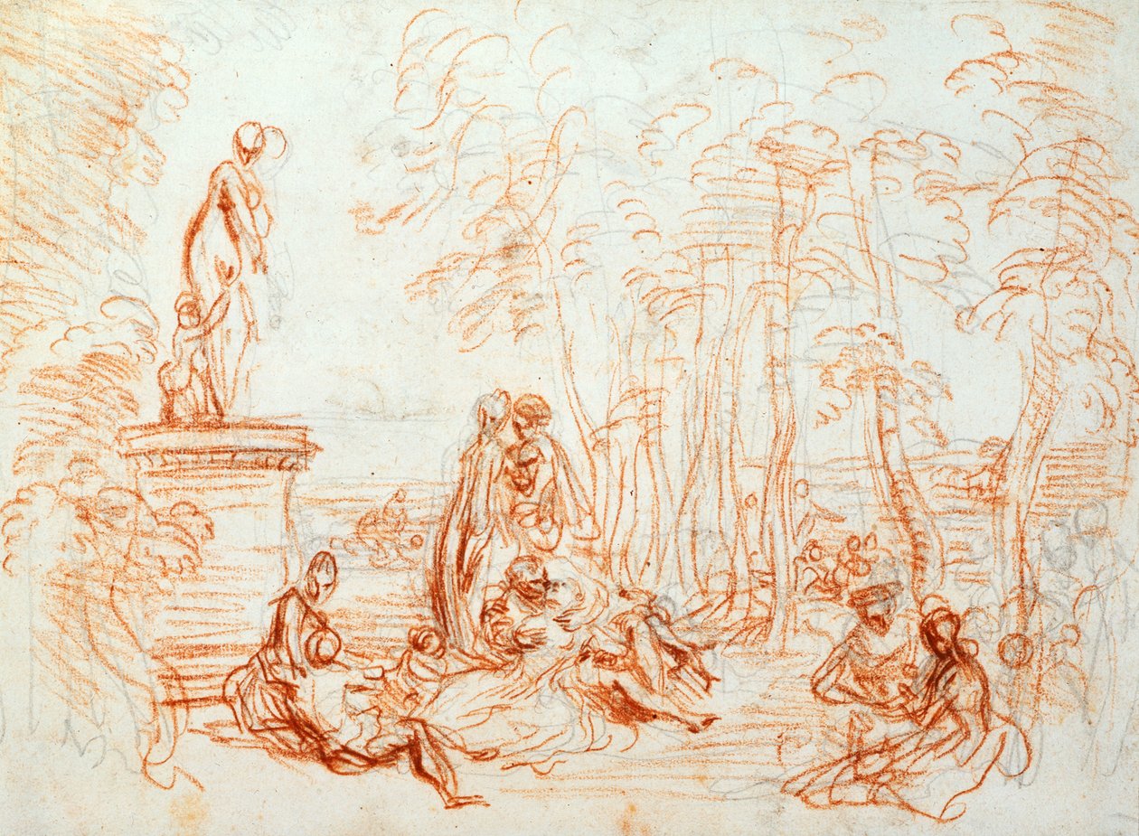 Das Vergnügen der Liebe, Skizze, 18. Jahrhundert von Jean Antoine Watteau