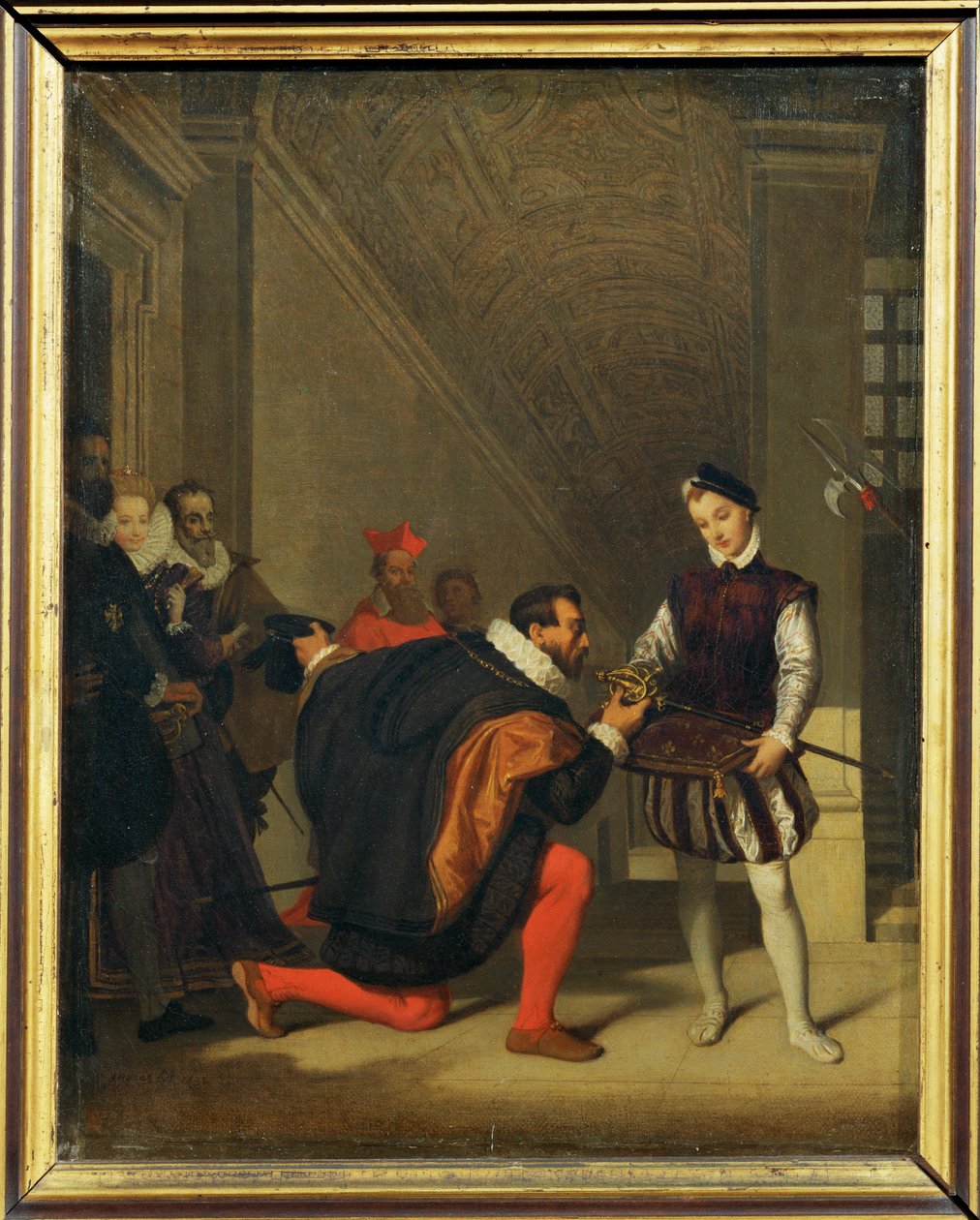 Don Pedro de Toledo, Botschafter von Spanien, traf angeblich einen Pagen, der das Schwert von Heinrich IV. trug von Jean Auguste Dominique Ingres