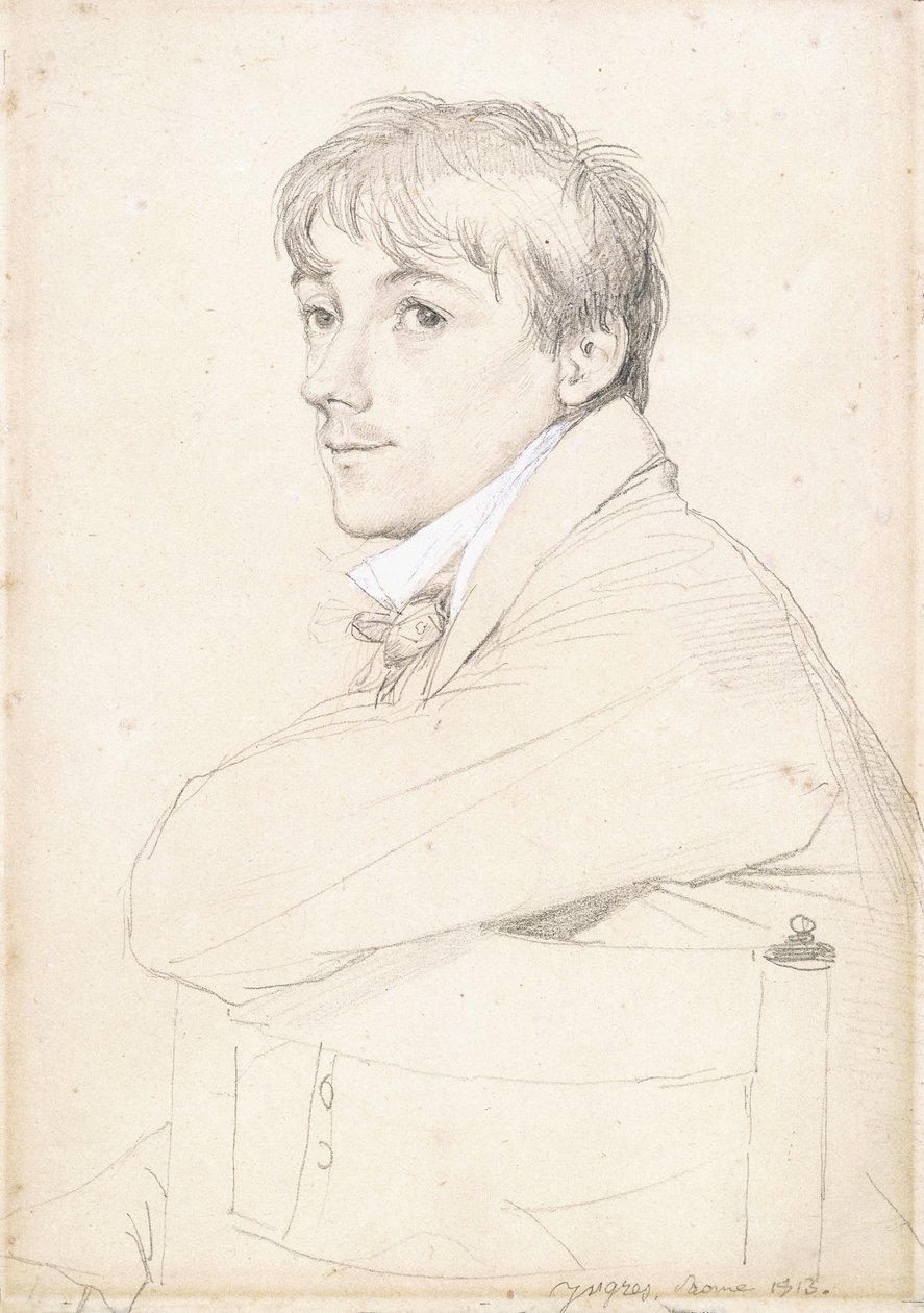 Jean-Louis Provost, sitzend und seinen linken Arm auf die Rückenlehne eines Stuhls stützend, 1813 von Jean Auguste Dominique Ingres