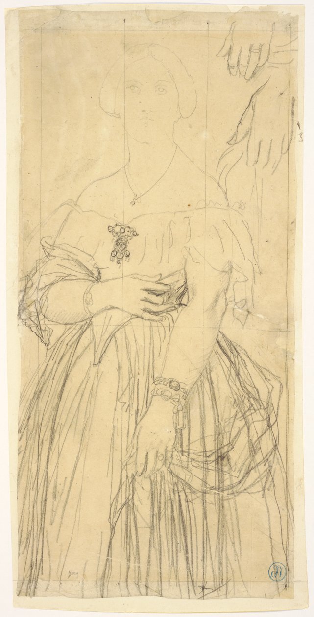 Studie für das Kleid und die Hände von Madame Moitessier von Jean Auguste Dominique Ingres