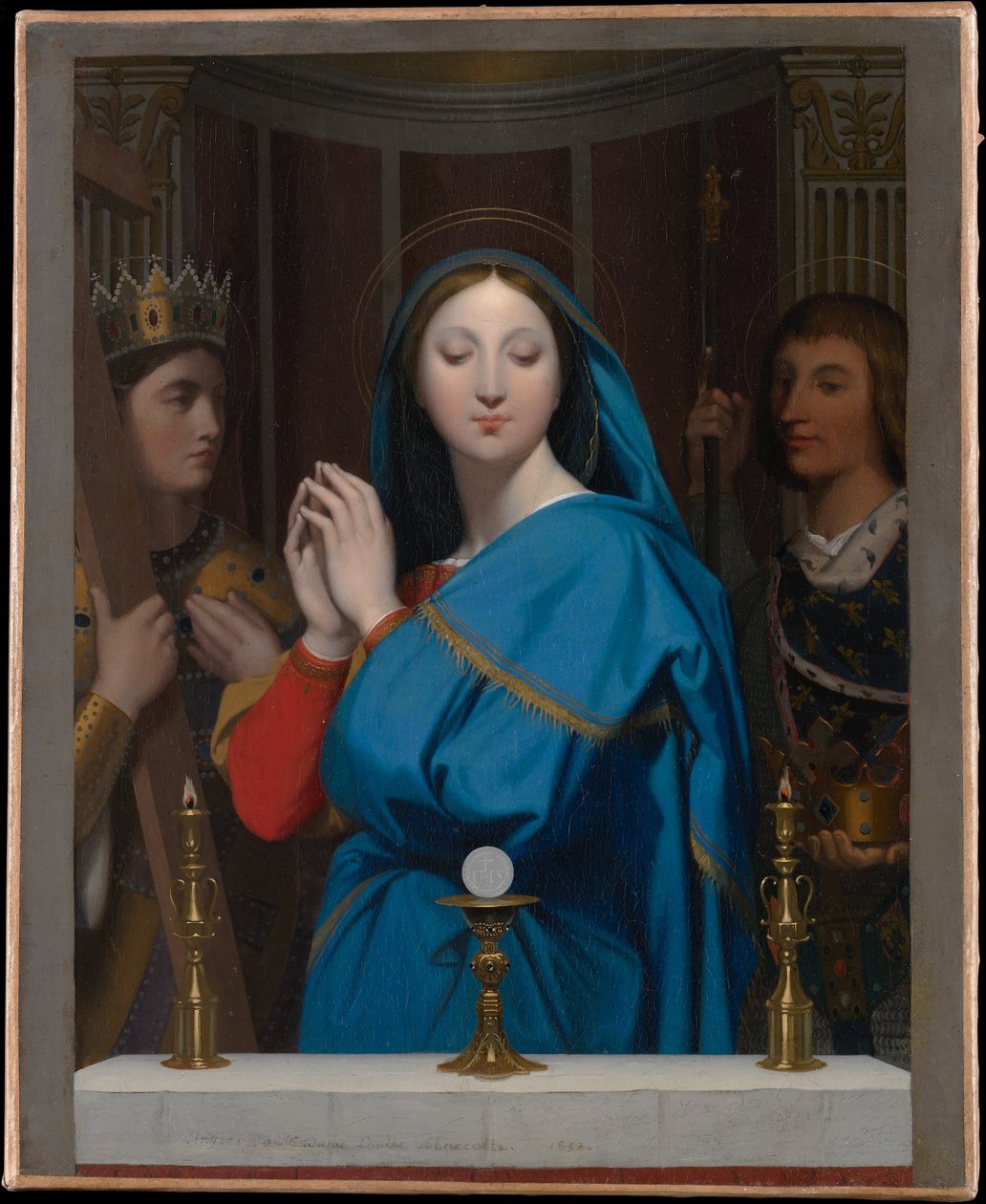 Die Jungfrau, die die Hostie anbetet von Jean Auguste Dominique Ingres